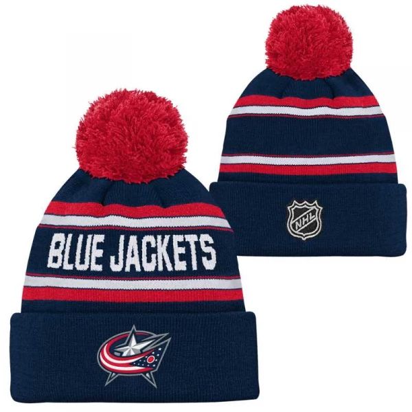 Kulich dětský CBJ Wordmark Jacquard Cuff Pom Columbus Blue Jackets