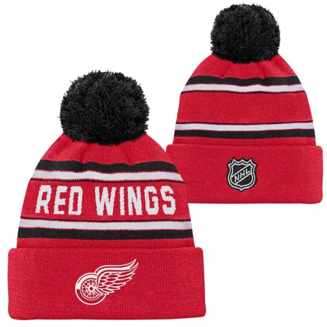 Kulich dětský DET Wordmark Jacquard Cuff Pom Detroit Red Wings