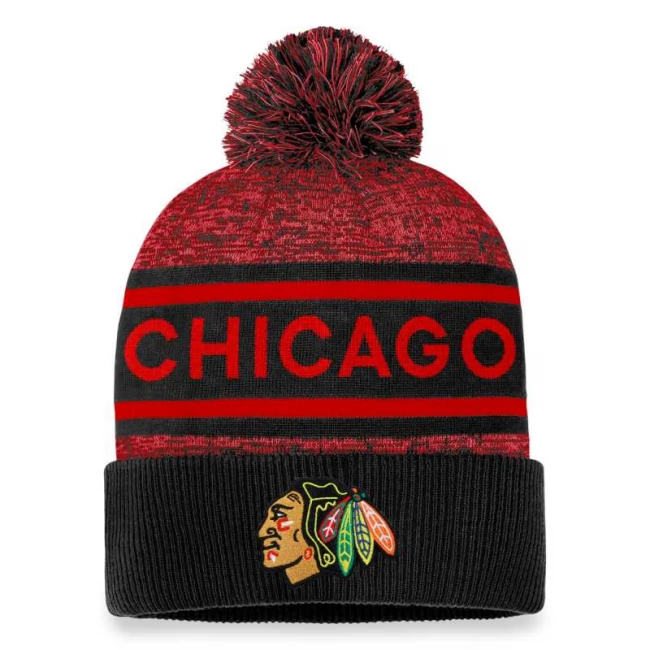 Kulich CHI 23 Authentic Pro Rink Heathered Cuffed Pom Knit Chicago Blackhawks