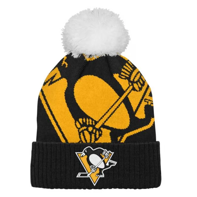 Kulich dětský PIT big-face cuffed pom Pittsburgh Penguins