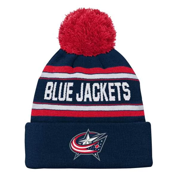 Beanie Junior CBJ Jacquard Cuffed Knit With Pom Colombus Blue Jackets