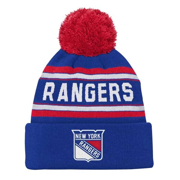 Kulich Junior NYR Jacquard Cuffed Knit With Pom New York Rangers