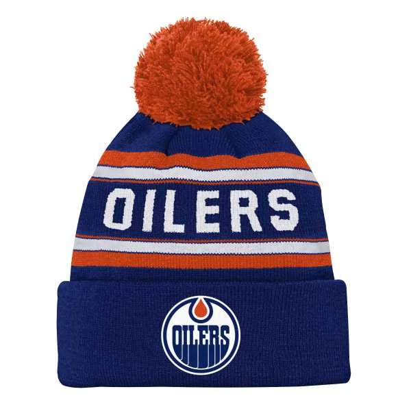 Kulich junior EDM Jacquard Cuffed Knit With Pom Edmonton Oilers